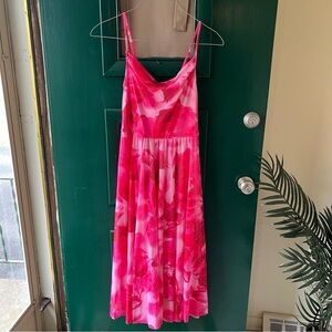 BTFBM Pink and White Flowy stretchy dress